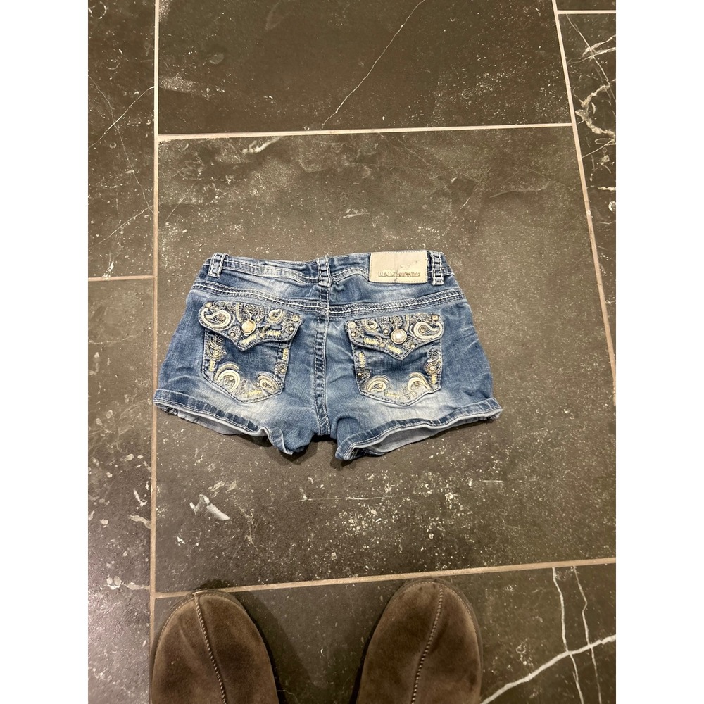 Denim Couture Smith Denim Embellished Shorts Medium Wash Blue Y2K Women Size S